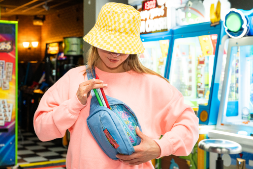 girl with fanny pack