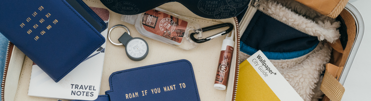 assorted items you would pack for a trip