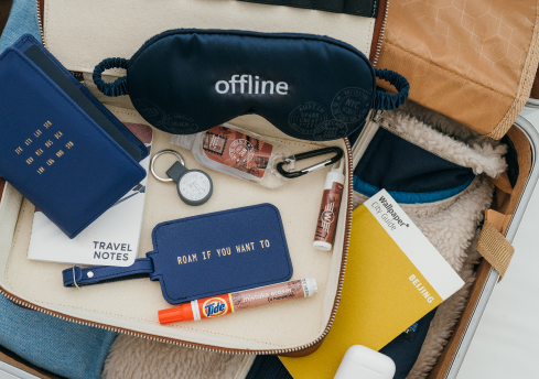 assorted items you would use on a plane