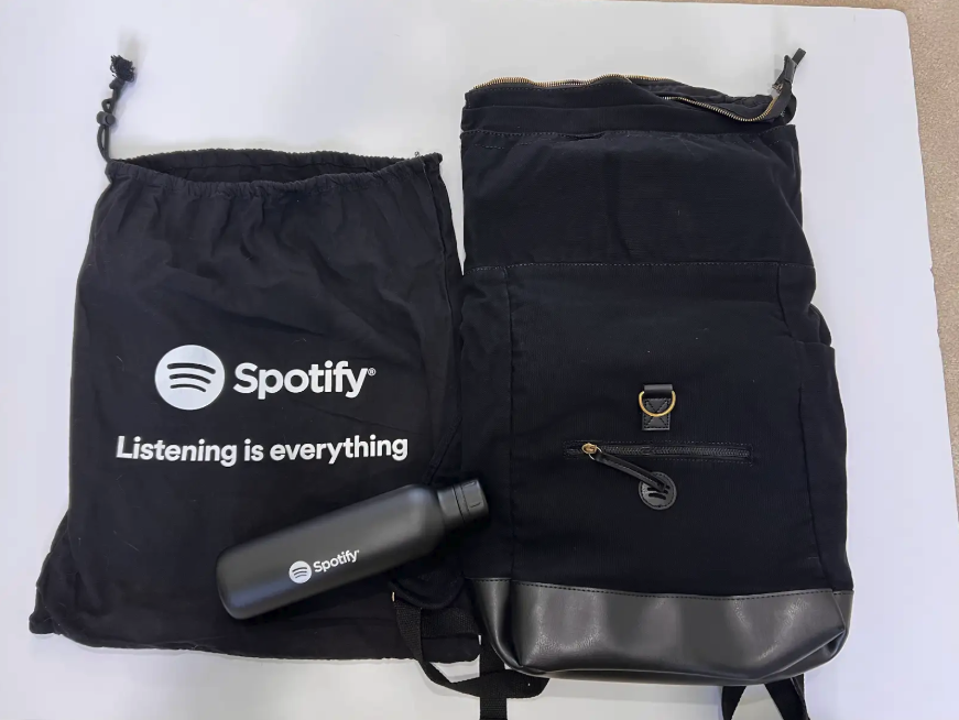 Spotify_custom cut & sew backpack & water bottle & pouch
