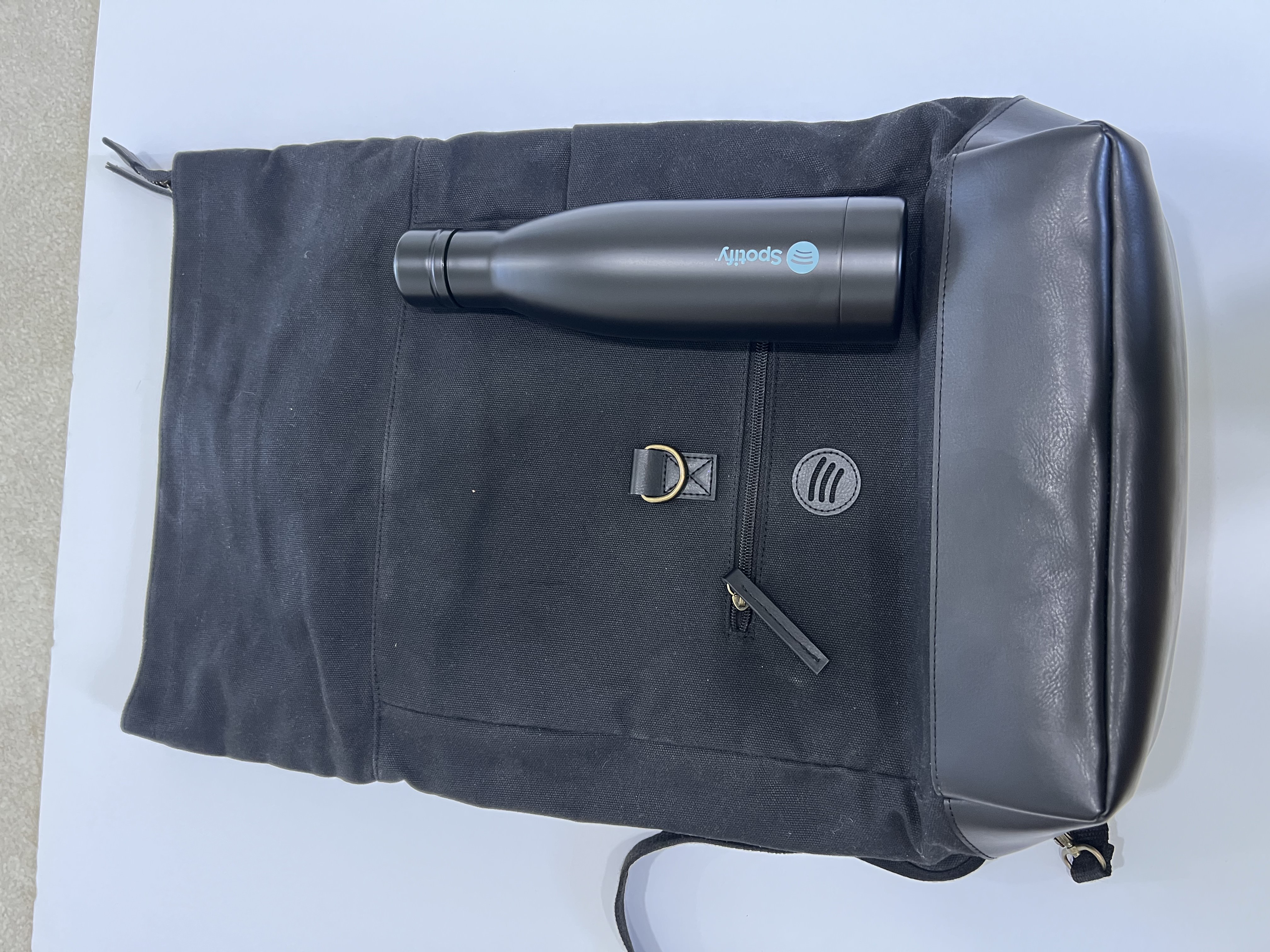 Spotify_custom cut & sew backpack & water bottle