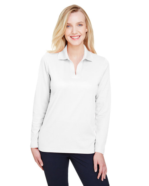 Devon & Jones CrownLux Performance Ladies' Plaited Long Sleeve Polo