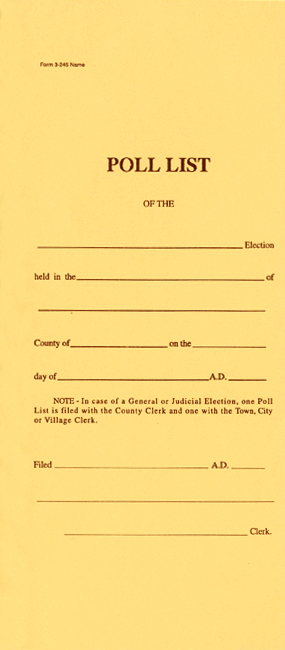 3-245  Poll List Book- 245 Names