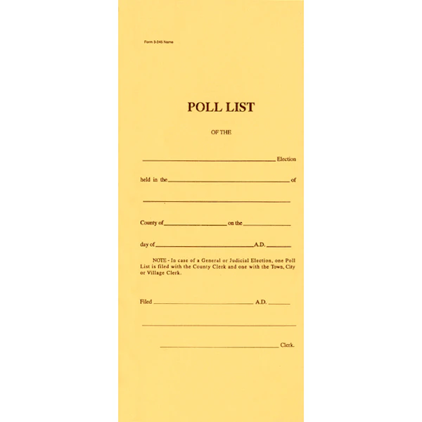 3-245 Poll List Book- 245 Names