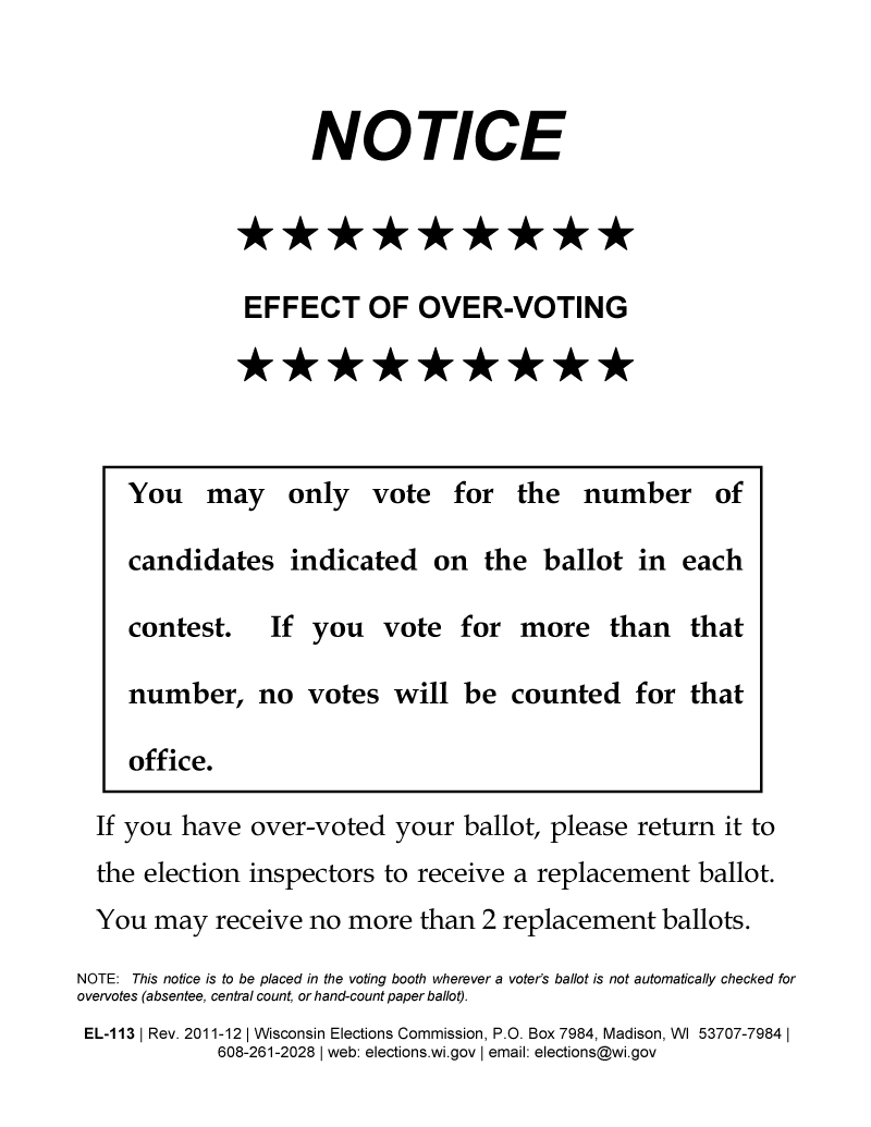 EL-113 Notice - Effect of Over-voting  (POD)