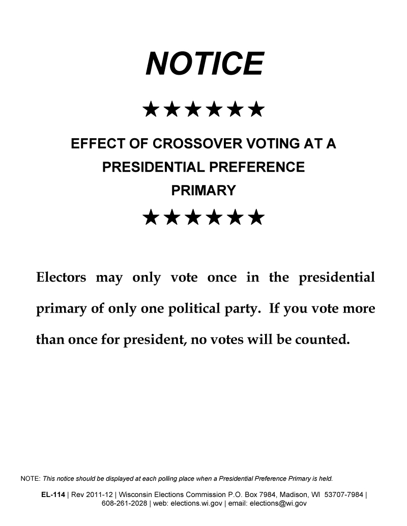 EL-114 Notice of Crossover Vote  (POD)