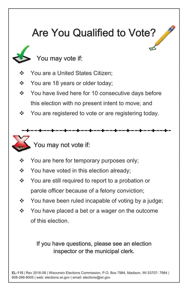 EL-115  Voter Qualification Poster  (POD)
