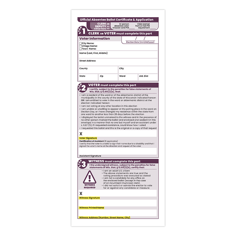 EL-122  Absentee Affidavit Envelope - Portrait No FIM (Print on Demand) To order contact: Jeff