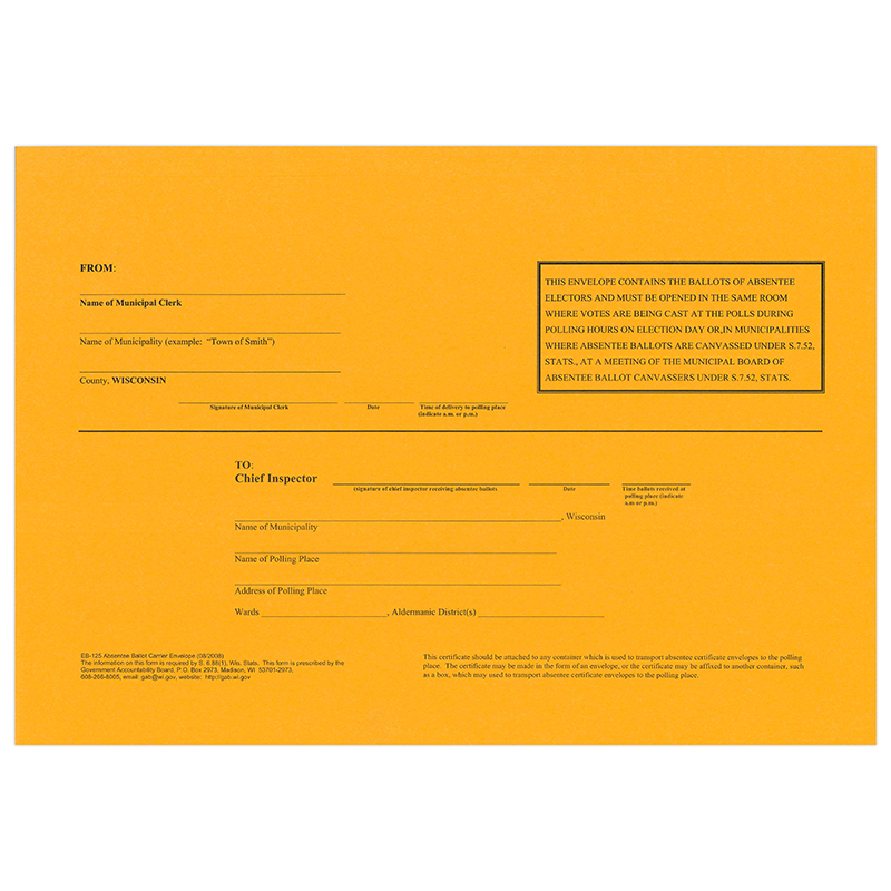 EL-125  Absentee Ballot Carrier Envelope