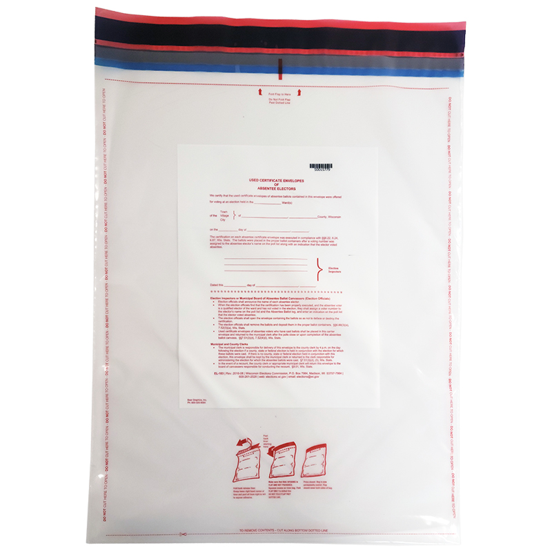 EL-103CL Clear Plastic Used Certification Envelope Bags 18" x 25"