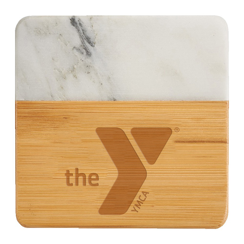 Marble & Bamboo Coaster Set