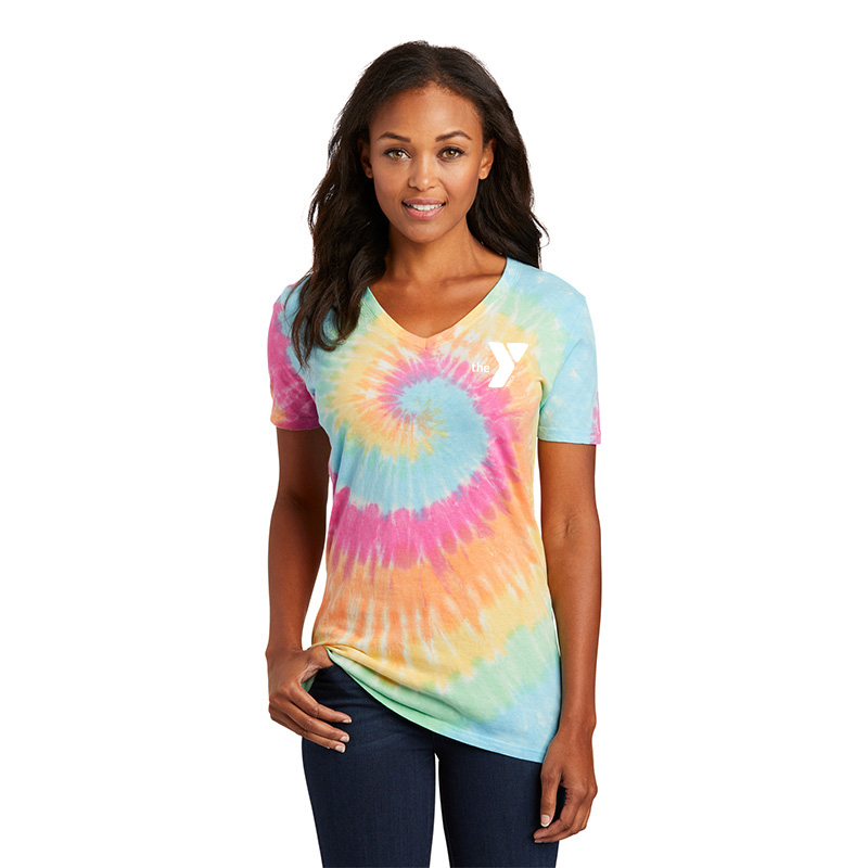 Y Ladies' Tie-Dye V-Neck T-Shirt