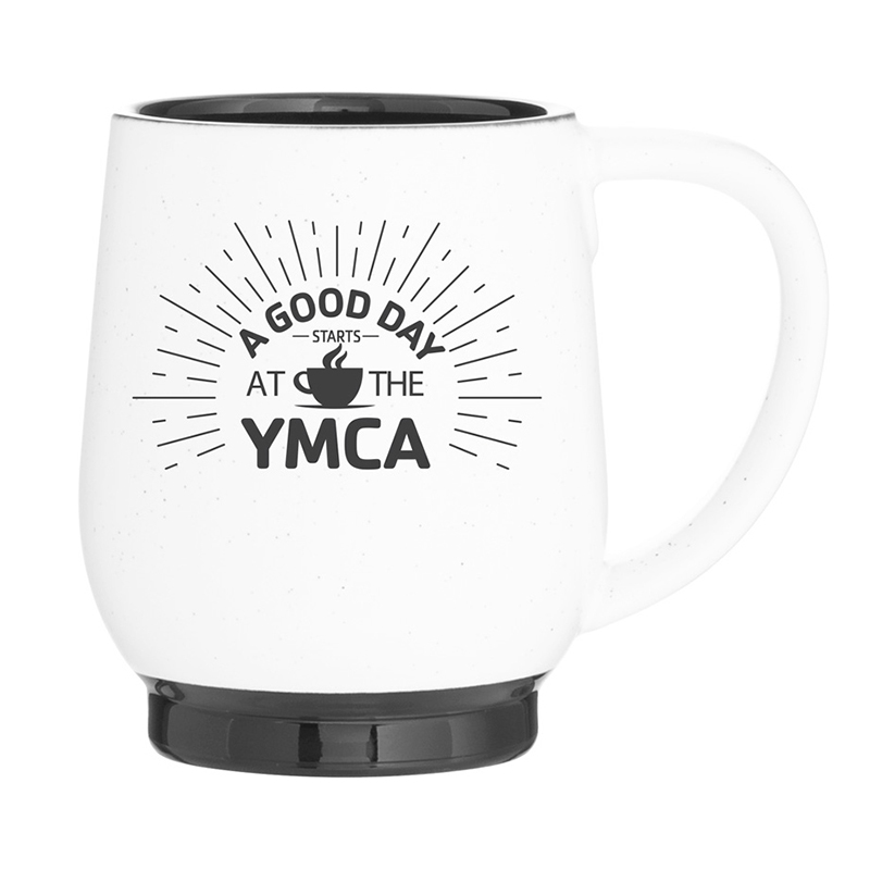 12 oz Stackable Ceramic Mug - White/Black